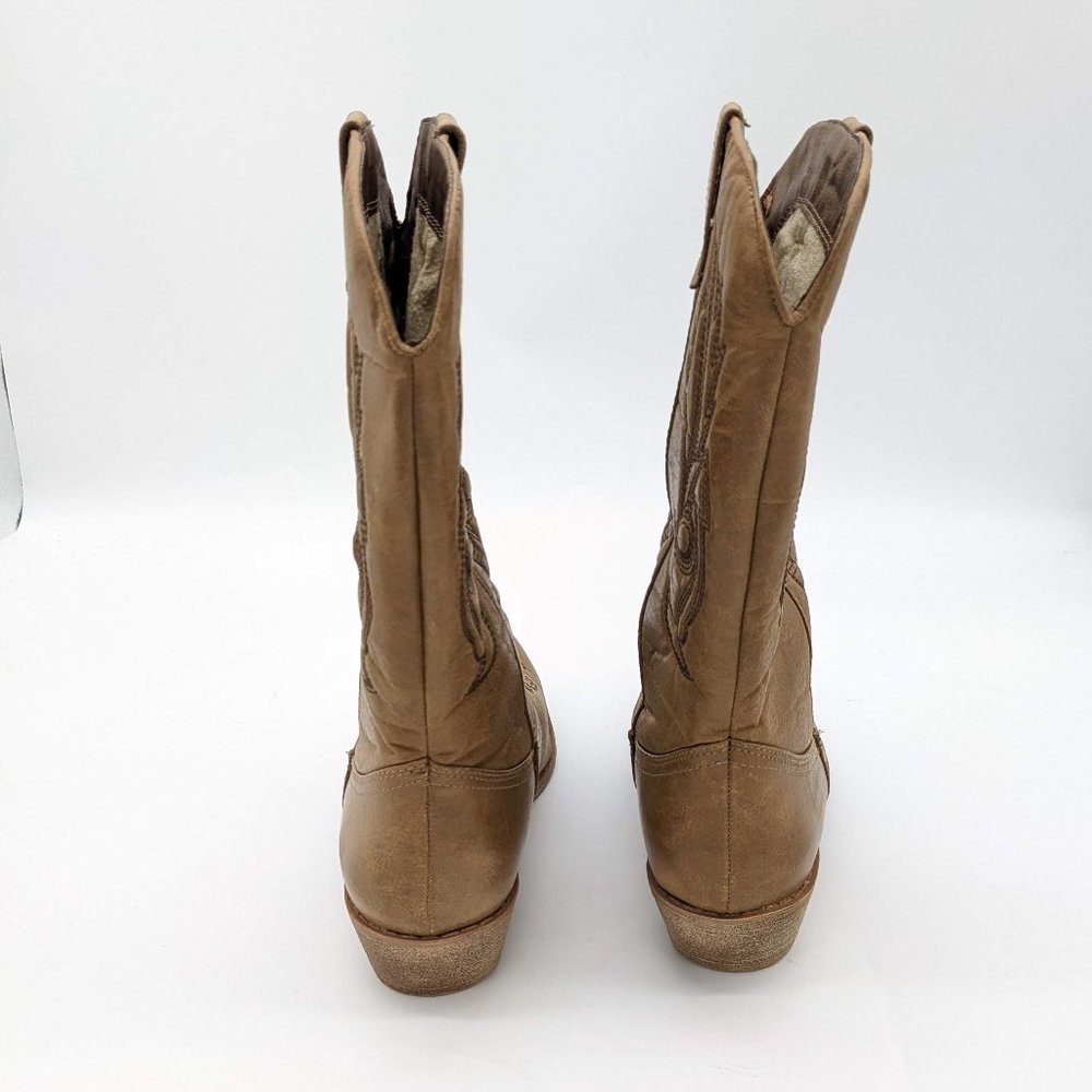 Coconuts by Matisse Tan Faux Leather Gaucho Cowboy Boots Size 6.5 - Picture 6 of 9